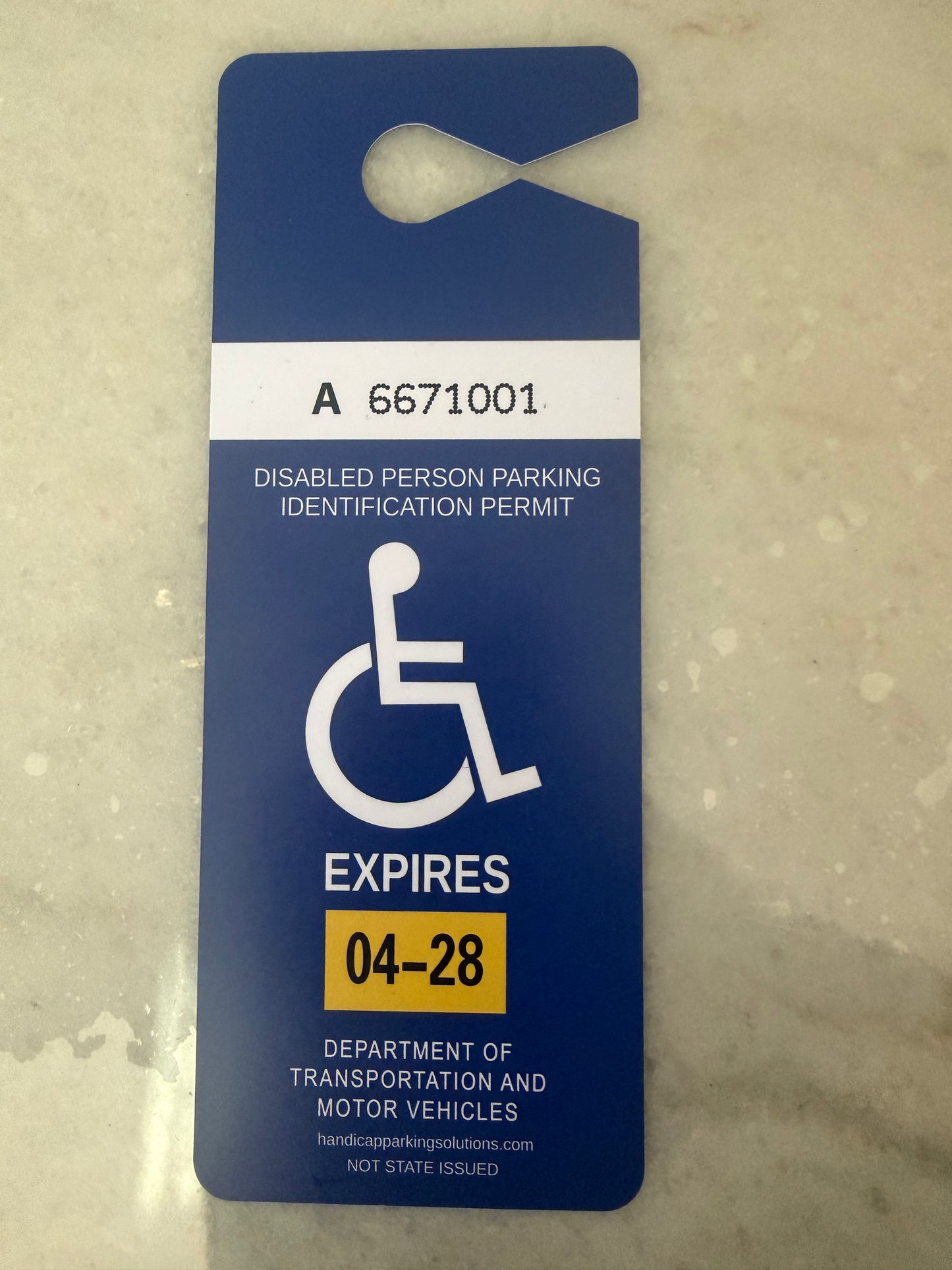 1 Handicap Parking Permit
